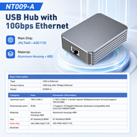 Adaptador Thunderbolt 3 a Ethernet de 10Gbps, Tarjeta de Red USB4 RJ45 JHL7440+AQC113C, Base de Conexión de Aluminio