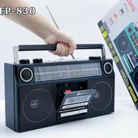 Nouveau magnétophone portable rétro FP-830 pour radio, haut-parleur compact stéréo à double cornet, matériau ABS, batterie au lithium
