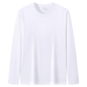 T-shirt à manches longues pour homme en coton 100% avec logo personnalisé, col rond, coupe ample, fournisseur en gros - Product Image 2