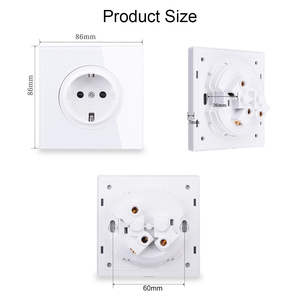 Kính Bảng điều chỉnh tường Ổ cắm EU ru 16A Retro tinh tế giấu tiêu chuẩn Châu Âu Ổ cắm điện cắm 110-250V đen/trắng/xám/vàng - Product Image 5