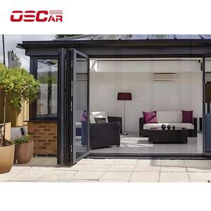 ประตูบานเลื่อนกระจกพีวีซีประตูพับได้สองชั้นดีไซน์ทันสมัย - Product Image 3