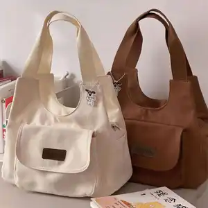 Vendas quentes podem ser personalizadas, podem ser recicladas, moda simples, design de ombro, sentido de bolsa de lona