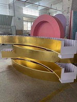 Arche de mariage et d'événements dorée ronde en PVC acrylique, grand miroir, Mandap Gazabo 420x320CM, moderne