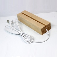 Support d'affichage rectangulaire en bois de hêtre de 15 cm pour veilleuse, LED blanc chaud traditionnel, rechargeable par câble USB, 3W, 10000 heures, pour salon