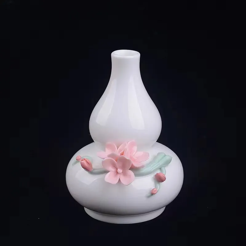 Europäische Luxus glasur Simulation Geprägte Blumenvase Dehua Porzellan Vase Dekoration