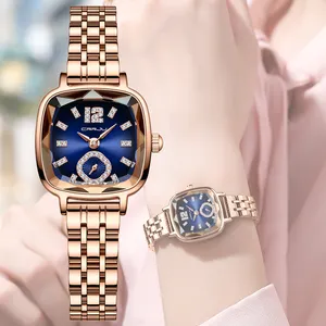 Crrju 5014官方商店防水不锈钢全钻石脸新设计女士石英女手链礼品手表