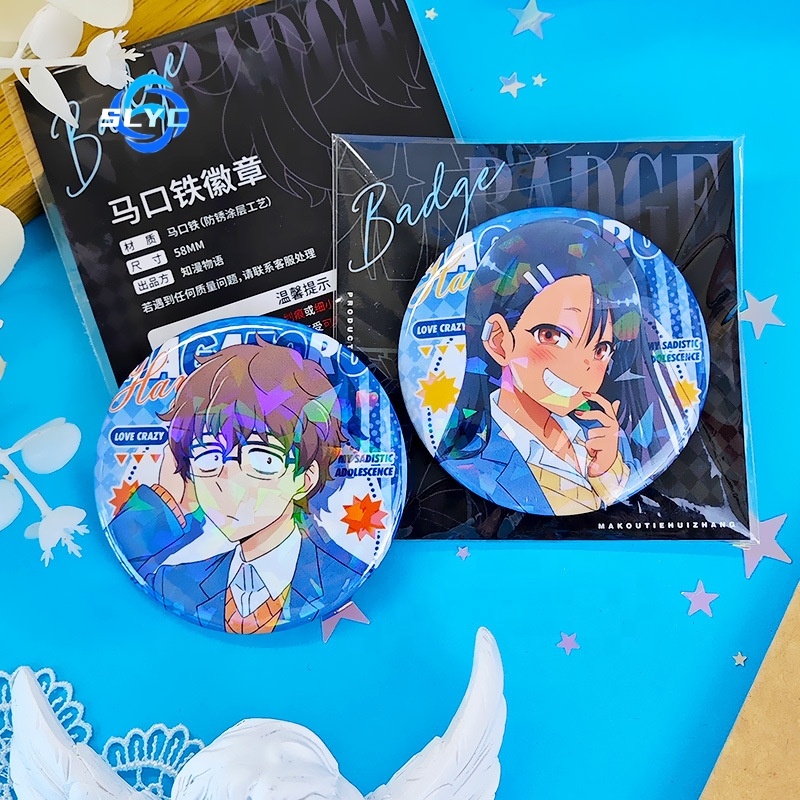 Round Slyc Anime Badge - Nagatoro Laser Emblem, Oem Welcome