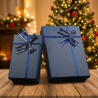 Großhandel Elegante Blaue Geschenkbox Luxuriöse Weihnachts-Schokoladen-Parfüm-Geschenkverpackung Deckel-und-Boden-Box Mit Schleifenband