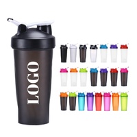 Bouteilles de shaker à protéines en plastique personnalisées avec logo, 600 ml, avec boule mélangeuse en métal intégrée, pour la salle de sport et les sports de plein air, sans BPA