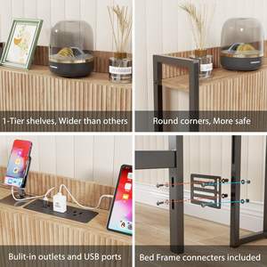 Meubles <span class=keywords><strong>de</strong></span> chambre à coucher modernes Nouvelle arrivée Tête <span class=keywords><strong>de</strong></span> <span class=keywords><strong>lit</strong></span> à cadre en métal avec station <span class=keywords><strong>de</strong></span> charge et étagères <span class=keywords><strong>de</strong></span> rangement en bois Utilisation <span class=keywords><strong>de</strong></span> meubles <span class=keywords><strong>de</strong></span> maison - Product Image 4