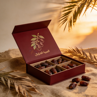 Boîte en carton pour emballage de chocolat avec gaufrage en feuille d'or et insert en papier, boîte d'emballage pour dattes Medjool