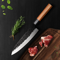 Couteau de chef japonais en acier au carbone écologique AMSZL, ambidextre, manche octogonal en ébène et bois de padouk, affûtage à vie pour la cuisine