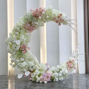 Arche de fleurs artificielles en forme de lune pour toile de fond murale de mariage, roses artificielles pour arche de mariage et mur de fleurs - Product Image 1