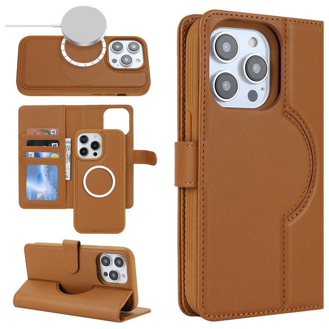 All-in-One PU Leather Flip Case Wireless Charging Compatible Wallet Cover with Card Holder Custom OEM/ODM Manufacturing