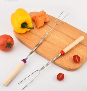 Telescoping thịt nướng ngã ba thép không gỉ kim loại đôi xiên rang thanh smores xiên cho Hot Dog BBQ dã ngoại cắm trại - Product Image 4