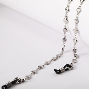 Cadenas de anteojos de acero inoxidable en estilos de cruz y <span class=keywords><strong>eslabones</strong></span> cruzados de corazón | Collar de <span class=keywords><strong>cadena</strong></span> con soporte para <span class=keywords><strong>gafas</strong></span> anticaída para mujer - Product Image 2