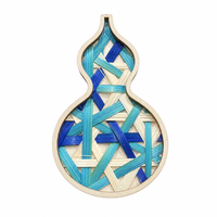 Aimant de réfrigérateur en bambou tressé à la main en forme de calebasse, cadre en bois, décoration de cuisine ethnique colorée, logo personnalisé OEM, aimant en bambou fait main