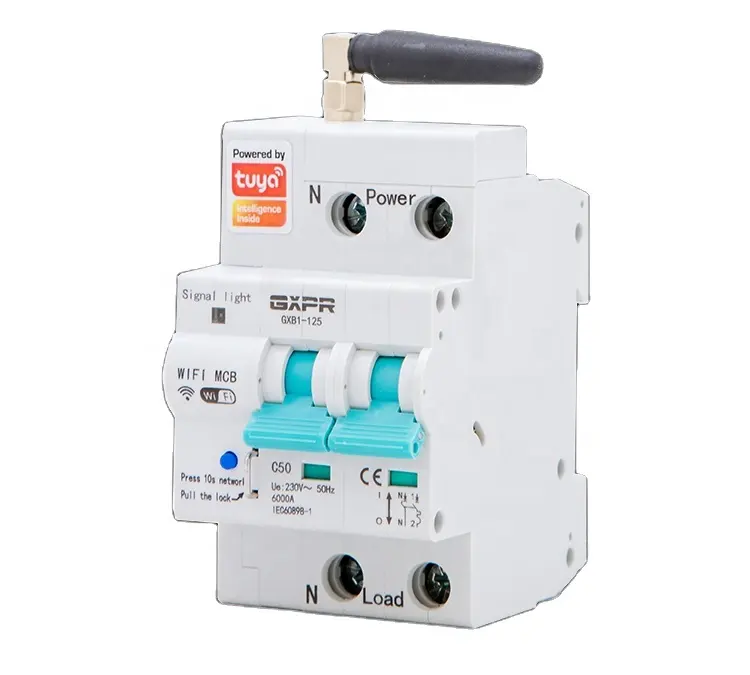 GXB1-125M-disyuntores eléctricos inteligentes monofásico, caja de distribución con interruptor mcb wifi, ploes 2, 4 pole, 32a, 63, 100amp