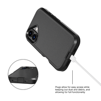 Étui de téléphone antichoc 3-en-1 avec support béquille pour iPhone 16 Plus avec support Defender