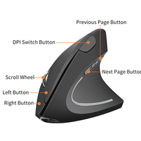 JERTECH JR322 Mouse vertikal nirkabel, Mouse vertikal nirkabel game desain ergonomis dapat diisi ulang USB Tipe C