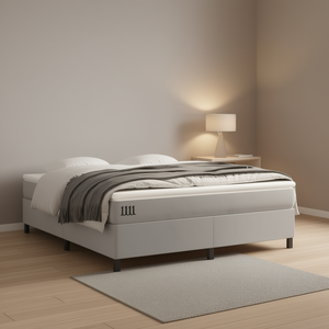 Ml Upholstered <b>Bed</b> <b>Frame</b> Light Gray Fabric <b>Queen</b> <b>Size</b> Minimalist Design - Product Image 2