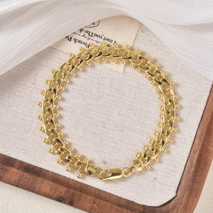 premium smooth glossy curved delicate <b>beaded</b> chic timeless layered durable wholesale real chunky unisex cuban <b>men</b> <b>bracelet</b> - Product Image 3