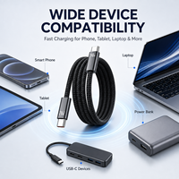 Câble de charge rapide 240W PD3.1 Type-C vers Type-C, blindé, en nylon tressé, en cuivre pur, vente en gros OEM