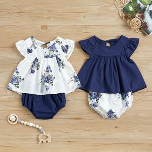 Ensemble Cadeau de Vêtements pour Bébé : Adorable Jupe Courte et Haut à Manches Volantes, Motif Fleuri, Deux Pièces, pour Nouveau-né - Product Image 2