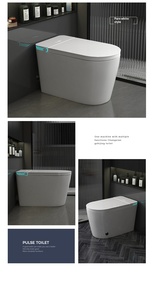 Bồn cầu thông minh thiết kế hiện đại, men sứ, kiểu dáng dài, tự động xả nước bằng cảm biến, lắp sàn, có điều khiển từ xa, hệ thống xả S-trap - Product Image 5