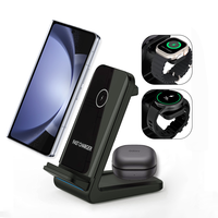 Station d'accueil de bureau 3 en 1 de haute qualité ABS PC Station de chargeur sans fil en Silicone 5W/10W puissance de sortie 5V/2A support de charge d'entrée