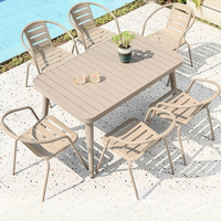 Ensemble table et chaises en alliage d'aluminium pour repas en plein air, design moderne, imperméable, pliable, couleur champagne, mobilier de jardin et de terrasse