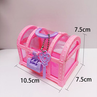 Nouveau produit coffre au trésor rétro avec clé de verrouillage bricolage enfants en plastique cosmétique bijoux boîte de rangement boîtes de bureau pour boucles d'oreilles anneaux