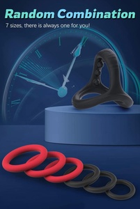 Ensemble d'anneaux péniens en silicone pour hommes, 7 tailles, écologiques et 100% imperméables, noir, améliore l'érection et prolonge l'éjaculation - Product Image 2