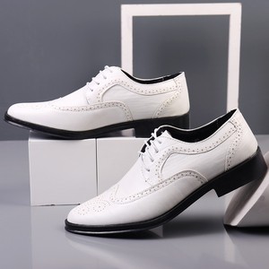 Scarpe Oxford Brogue <span class=keywords><strong>Bianche</strong></span> Premium da Uomo con Punta a Coda di Gabbiano, Suola in Gomma Confortevole, Fodera in PU, Antiscivolo, Allacciate, per Cerimonie - Product Image 1