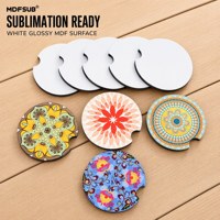 Supports de tasses de voiture vierges pour sublimation 70mm en MDF, logo personnalisé, certifiés CARB P2 REACH EN 71, OEM ODM MDFSUB