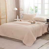 Couverture d'été fine en pur coton gaufré, rafraîchissante pour canapé, couverture de sieste pour climatisation, tailles simple et double