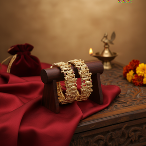 <b>Gold</b> Plated Pota Stone Fine <b>Bangle</b> <b>Set</b> 10581174DP_2.8 - Product Image 3