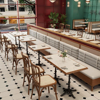 Ensemble table et chaises de restaurant, canapé-lit et table de café en bois massif, pour configuration murale