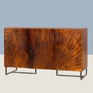 Buffet en bois sculpté à 3 portes pour salon et cuisine, meuble pratique pour le rangement de la vaisselle - Product Image 6