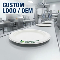 Assiettes en amidon biodégradables et compostables personnalisées OEM, écologiques, 6, 7, 8, 9 pouces, vaisselle en gros pour traiteur et événements
