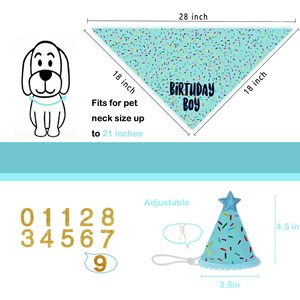 Fournitures pour fête d'anniversaire de chien, foulards bleus pour chien pour fille, bandanas pour chiot, bandanas d'anniversaire pour chiens de petite <span class=keywords><strong>et</strong></span> moyenne taille - Product Image 3
