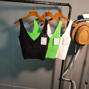 T-shirt a tubo femminile <span class=keywords><strong>Moda</strong></span> 2025 all'ingrosso senza cuciture Street Wear senza maniche lavorato a maglia corsetto Casual a costine nastro con nappe - Product Image 4