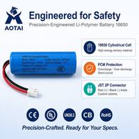 Baterai Li-Polymer Kustom 18650 3.7V 1200mAh 4.44Wh Isi Ulang Silinder Konektor JST untuk Kamera Senter Grosir