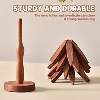Ensemble de 4 trépieds pliables en bois + 1 support – Sous-verres multifonctionnels en bois isolants thermiquement, résistants à la chaleur et durables