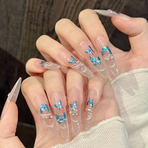 <span class=keywords><strong>Uñas</strong></span> Postizas Serie W Butterfly Shadow Phantom, Ultrafinas, Forma Almendrada, Parches Decorativos para <span class=keywords><strong>Uñas</strong></span>, Efecto Ojo de Gato, <span class=keywords><strong>Rosa</strong></span> <span class=keywords><strong>y</strong></span> Azul sin Costuras - Product Image 1