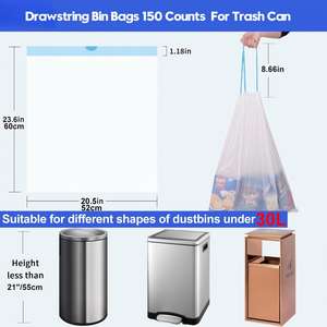 Bolsas de Basura Resistentes con Cordón de LDPE Huamaohengchun, 8 Galones (25-30L), 150 Unidades, para Oficina y Cocina, 52x60cm - Product Image 2