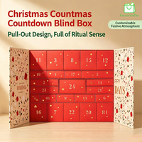 Boîte Cadeau de Noël Deluxe Personnalisée Vide pour Compte à Rebours de 24 Jours, Boîtes Surprise DIY pour les Fêtes, Lamination Mate, Gaufrage, Éponge