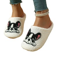 Chaussons d'intérieur décontractés en daim, à bout fermé, légers et chauds, motif chien cerise rouge, toutes saisons, pour la maison, transfrontaliers