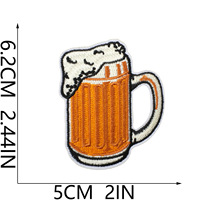 Geel geborduurde zomerse bier-ijzer-op cartoon konijn wortel PVC stof patch sticker set voor hoeden en tassen