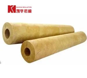 KAIHUA Materials Construction Water Insulated 80kg/m3 Rock Wool Pipe / Tube Fireproof Insulation